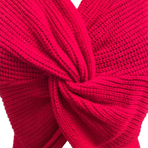 HOLLISTER Crop Knit Sweater Size Small Red Nice Twisted Front Knot - Picture 6 of 12